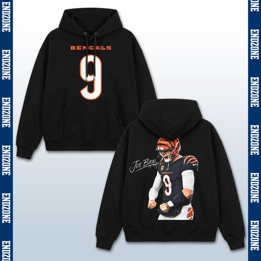Joe Burrow Cincinnati Bengals #9 Flex Celebration Vintage Graphic Hoodie Sweatshirt T-Shirt, NF – Black