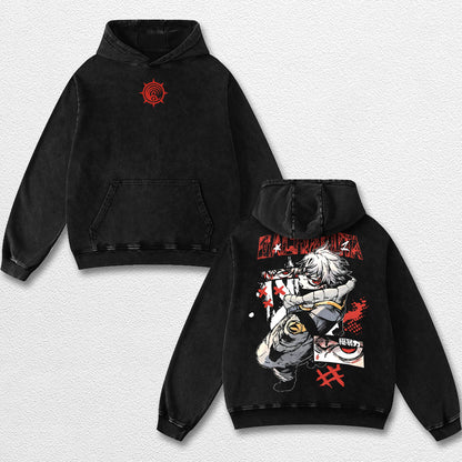 Retro Rudo - Gachiakuta Oversize Lightweight Acid Washed Hoodie Sweatshirt Tee, Anime Graphic Design Unis – image 2