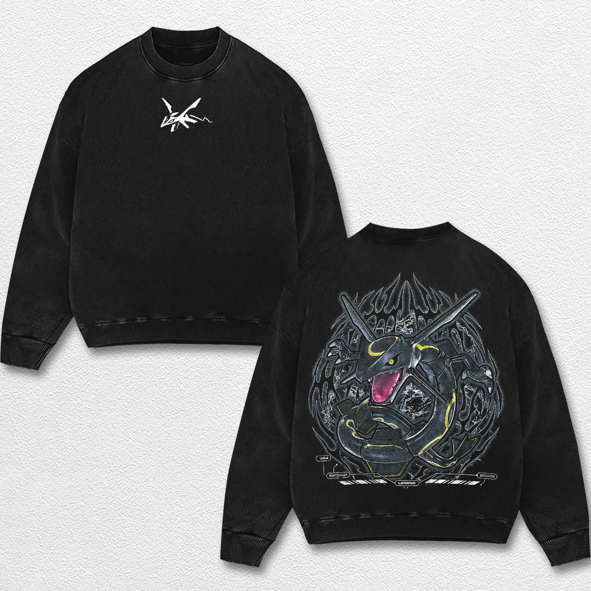 Retro Rayquaza - Pokemon Oversize Lightweight Acid Washed Hoodie Sweatshirt Tee, Anime Graphic Design Uni – image 3