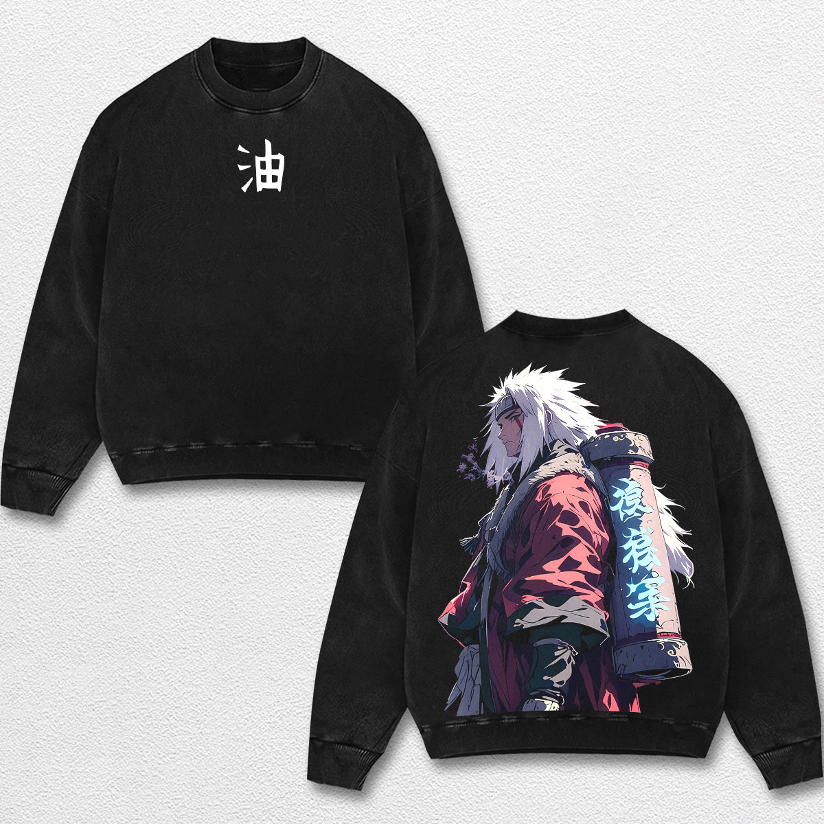 Retro Jiraiya Legendary - Naruto Oversize Lightweight Acid Washed Hoodie Sweatshirt Tee, Anime Graphic De – image 3
