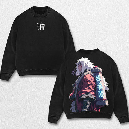 Retro Jiraiya Legendary - Naruto Oversize Lightweight Acid Washed Hoodie Sweatshirt Tee, Anime Graphic De – image 3