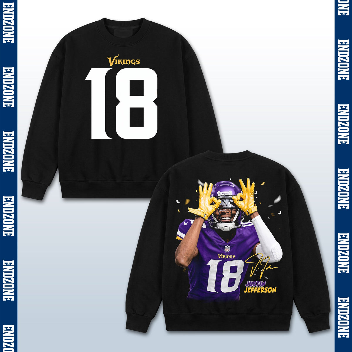 Justin Jefferson Minnesota Vikings #18 Griddy Celebration Vintage Graphic Hoodie Sweatshirt T-S – Black