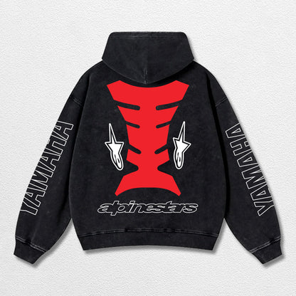 Retro Alpinestars Yamaha Racing Washed Hoodie MotoGP World Champion Enthusiast Apparel Streetwear Racing  – image 2