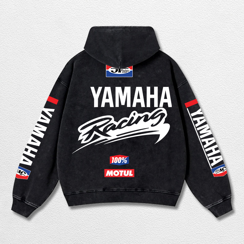 Retro JT Yamaha Racing Washed Hoodie MotoGP World Champion Enthusiast Apparel Streetwear Racing Team Supe – image 2