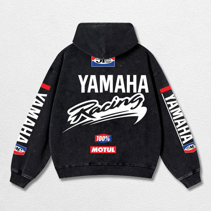 Retro JT Yamaha Racing Washed Hoodie MotoGP World Champion Enthusiast Apparel Streetwear Racing Team Supe – image 2