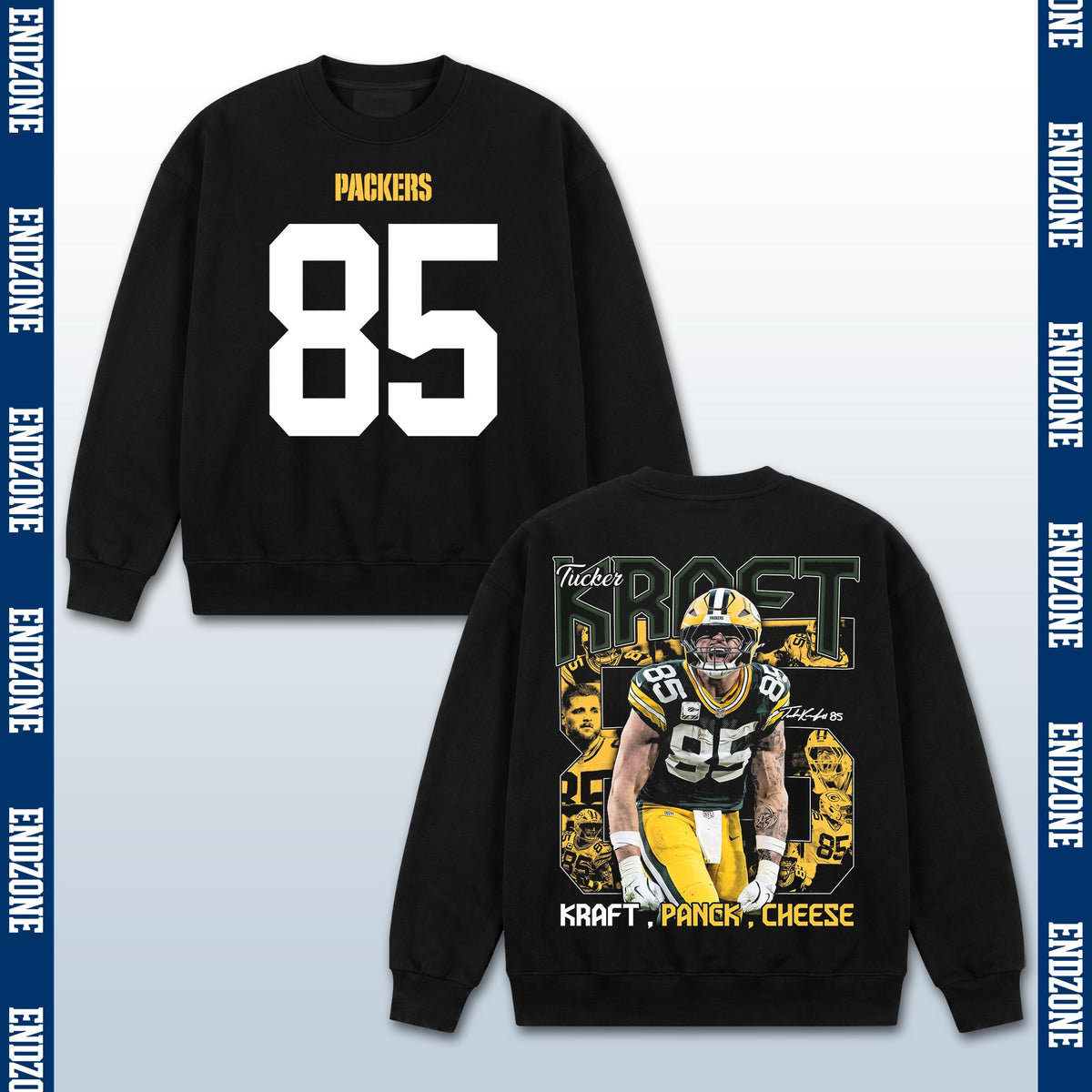 Tucker Kraft Green Bay Packers #85 Kraft, Panck, Cheese Vintage Graphic Hoodie Sweatshirt T-Shi – Black