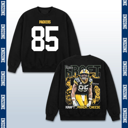 Tucker Kraft Green Bay Packers #85 Kraft, Panck, Cheese Vintage Graphic Hoodie Sweatshirt T-Shi – Black