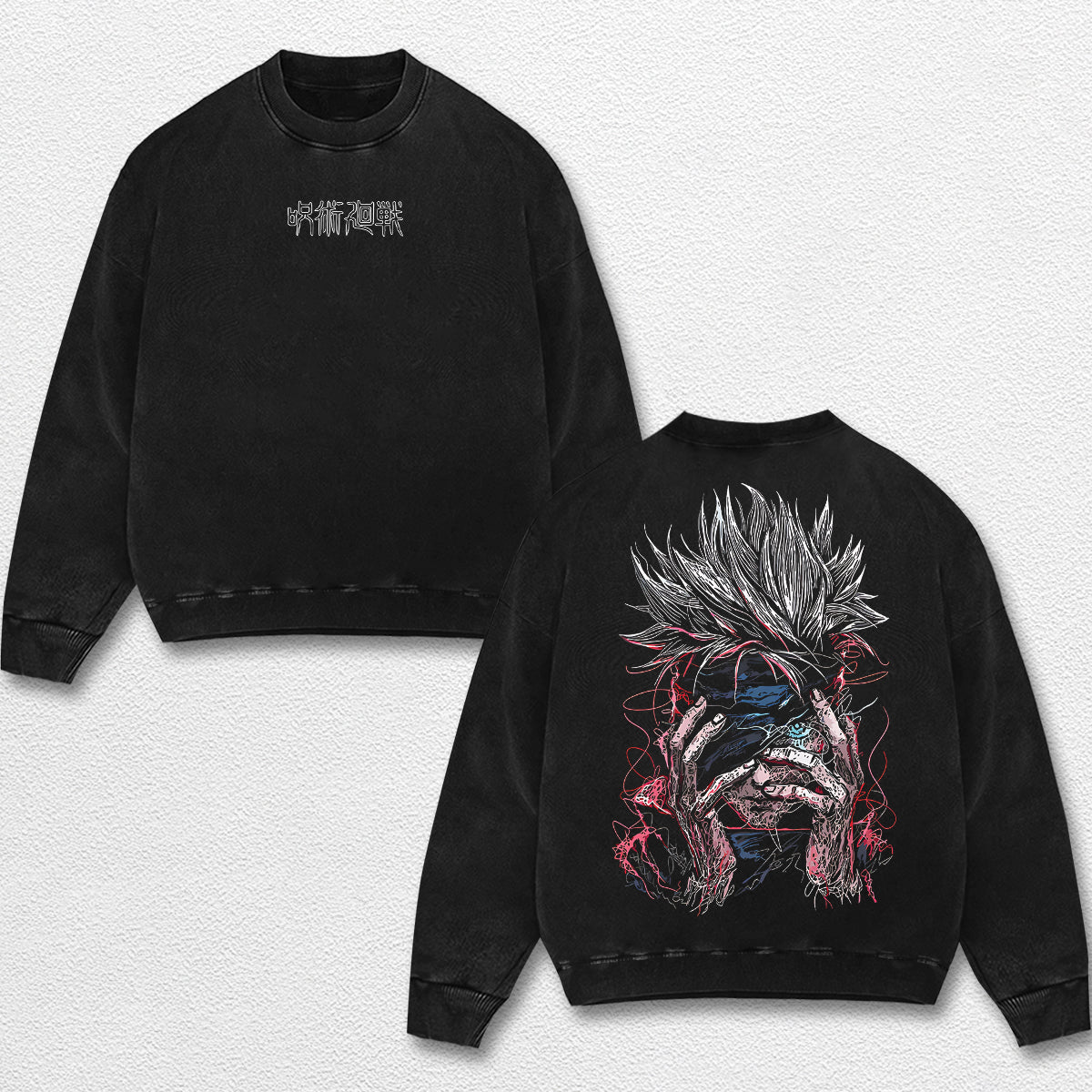 Retro Satoru Gojo - Jujutsu Kaisen Oversize Lightweight Acid Washed Hoodie Sweatshirt Tee, Anime Graphic  – image 3