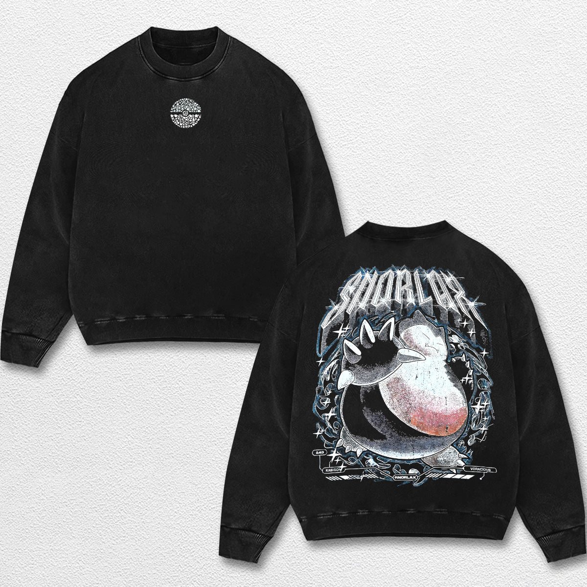 Retro Snorlax - Pokemon Oversize Lightweight Acid Washed Hoodie Sweatshirt Tee, Anime Graphic Design Unis – image 3