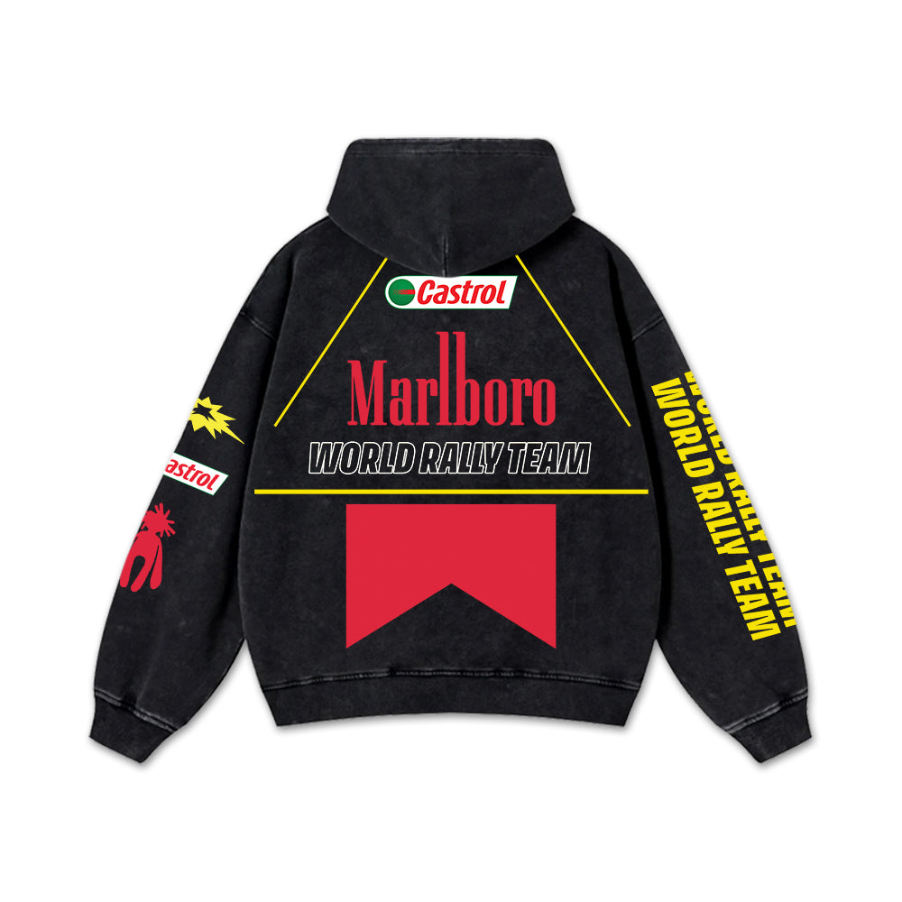 Retro Marlboro World Rally Team Racing Washed Hoodie F1 World Champion Enthusiast Apparel Streetwear Raci – image 3
