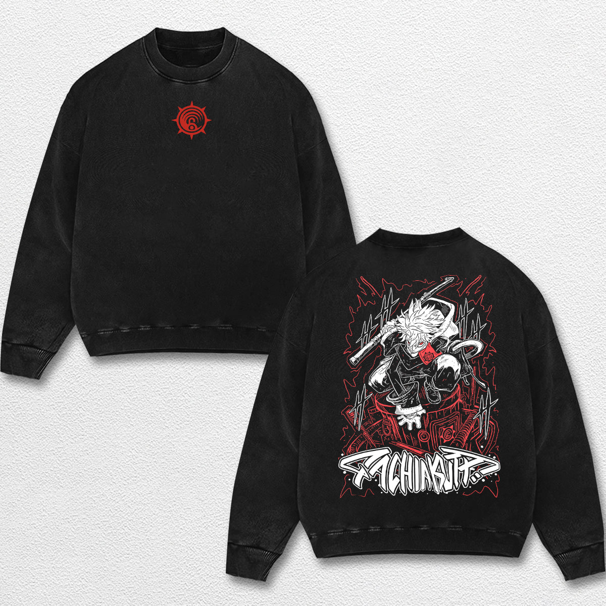 Retro Rudo - Gachiakuta Oversize Lightweight Acid Washed Hoodie Sweatshirt Tee, Anime Graphic Design Unis – image 3