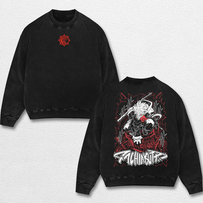 Retro Rudo - Gachiakuta Oversize Lightweight Acid Washed Hoodie Sweatshirt Tee, Anime Graphic Design Unis – image 3