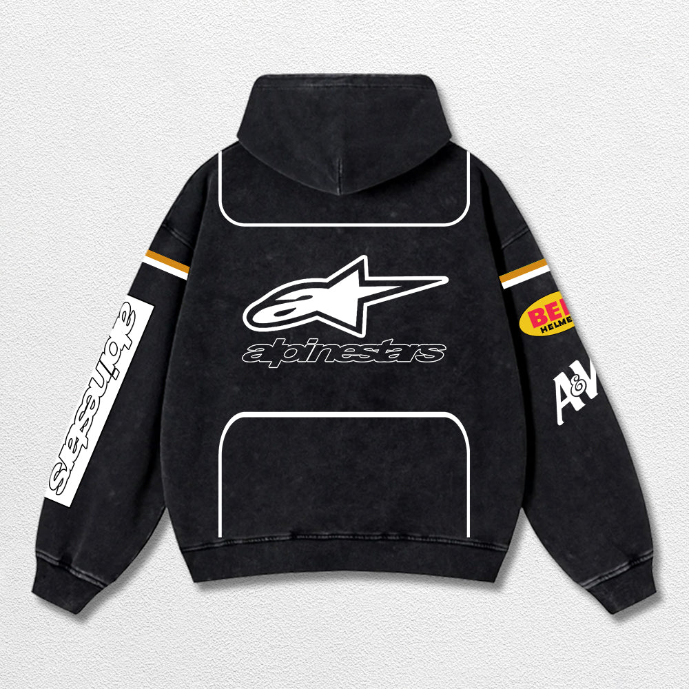 Retro Alpinestars A&W Root Beer Racing Washed Hoodie MotoGP World Champion Enthusiast Apparel Streetwear  – image 2