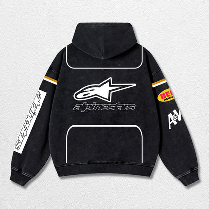 Retro Alpinestars A&W Root Beer Racing Washed Hoodie MotoGP World Champion Enthusiast Apparel Streetwear  – image 2