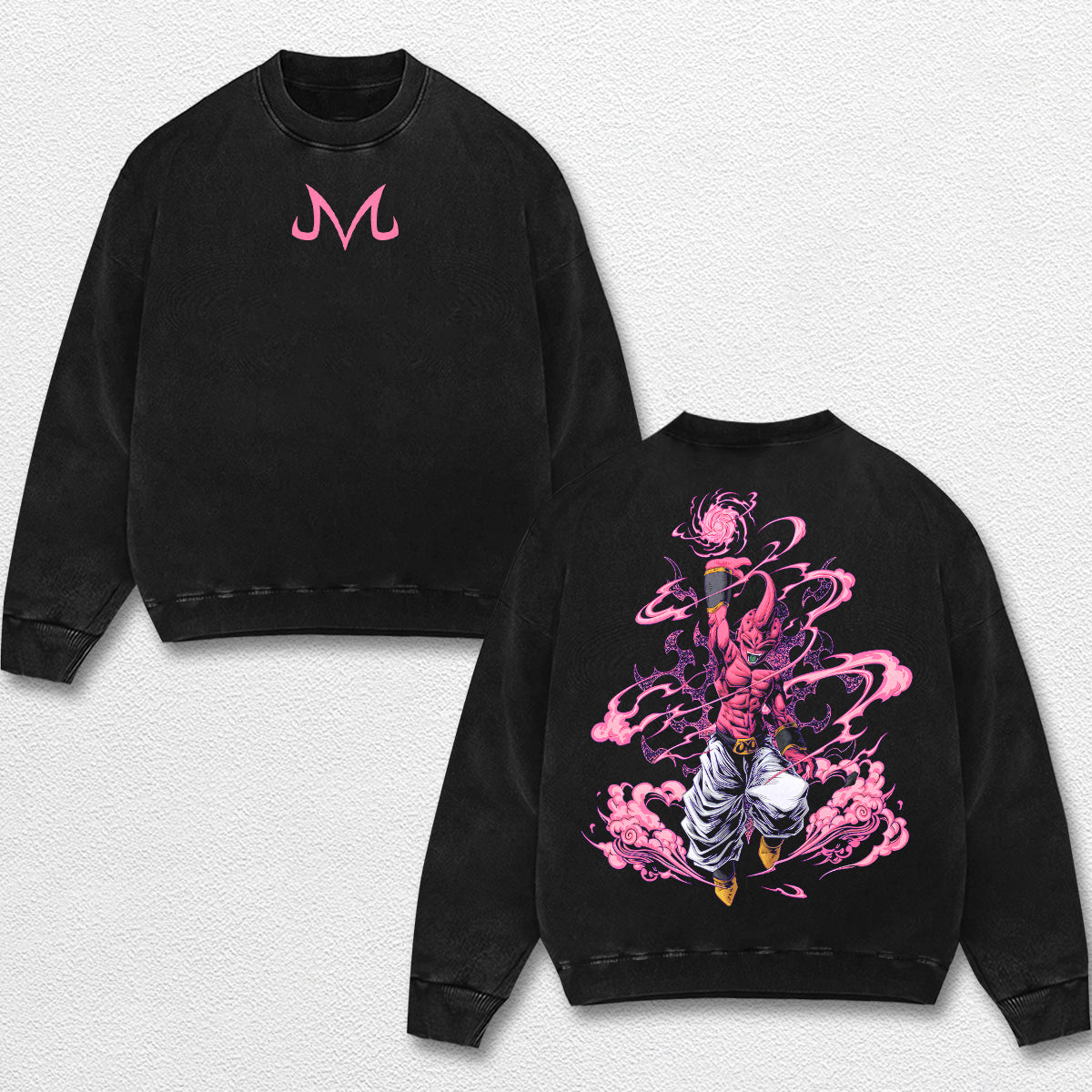 Retro Majin Buu Pink - Dragon Ball Z Oversize Lightweight Acid Washed Hoodie Sweatshirt Tee, Anime Graphi – image 3
