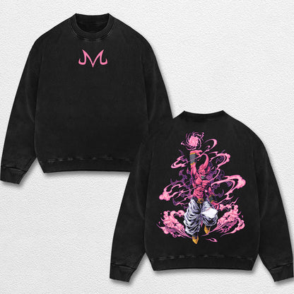Retro Majin Buu Pink - Dragon Ball Z Oversize Lightweight Acid Washed Hoodie Sweatshirt Tee, Anime Graphi – image 3