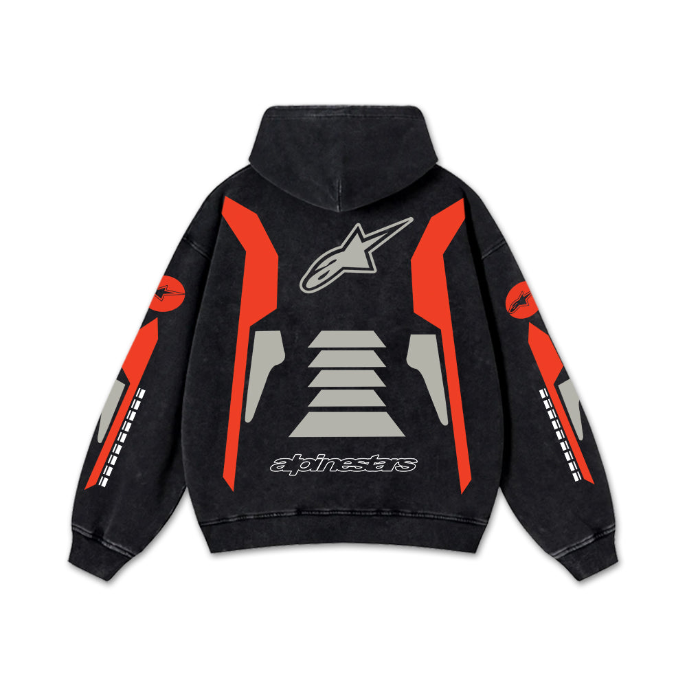 Retro Alpinestars Sport Racing Washed Hoodie MotoGP World Champion Enthusiast Apparel Streetwear Racing T – image 3
