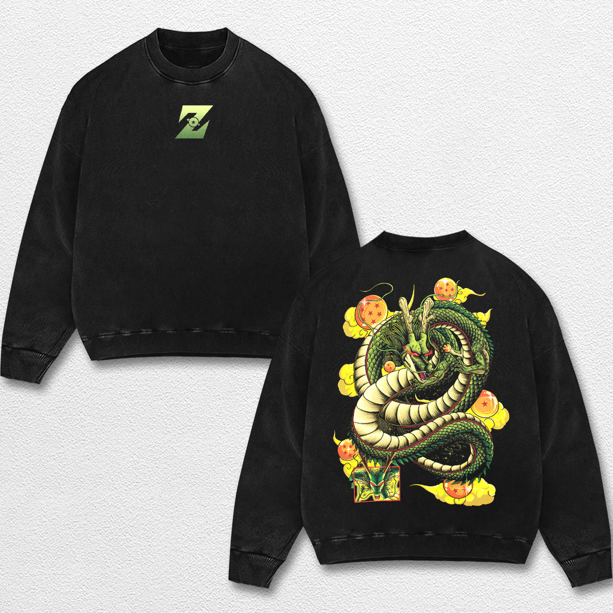 Retro Shenron - Dragon Ball Z Oversize Lightweight Acid Washed Hoodie Sweatshirt Tee, Anime Graphic Desig – image 3