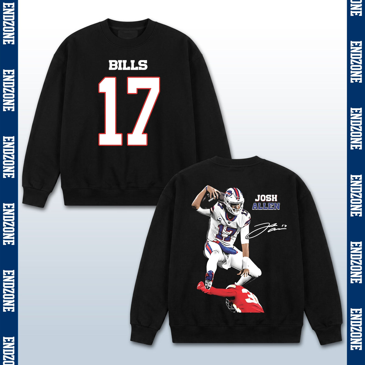 Josh Allen Buffalo Bills #17 Hurdling Tackler Vintage Graphic Hoodie Sweatshirt T-Shirt, NFL Fo – Black