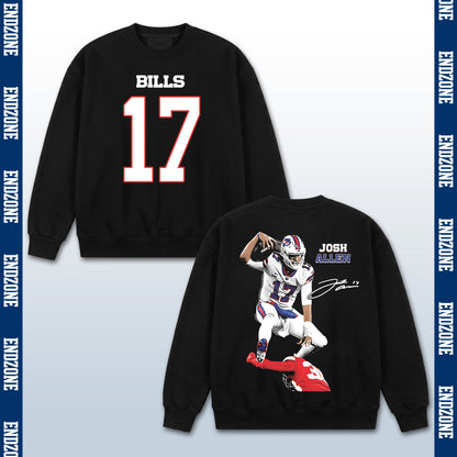 Josh Allen Buffalo Bills #17 Hurdling Tackler Vintage Graphic Hoodie Sweatshirt T-Shirt, NFL Fo – Black