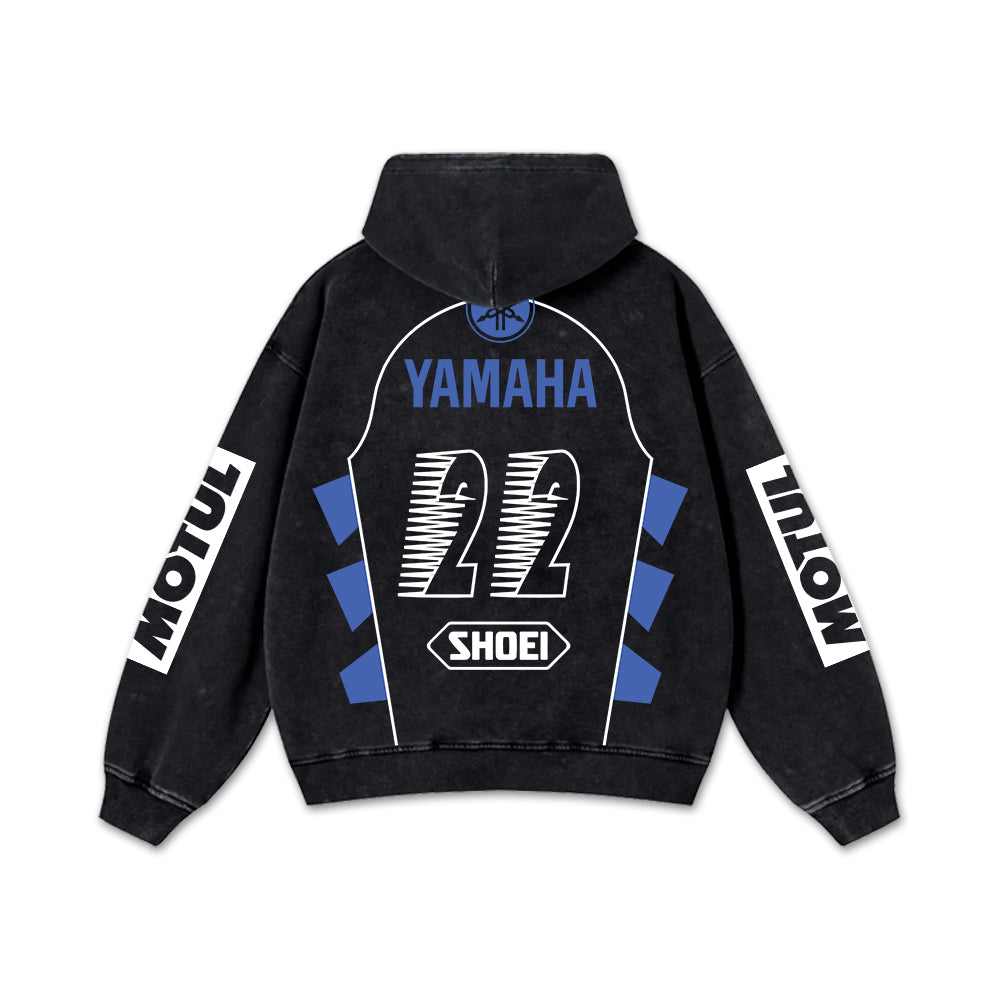 Retro Motul Yamaha Racing Washed Hoodie MotoGP World Champion Enthusiast Apparel Streetwear Racing Team S – image 3