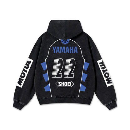 Retro Motul Yamaha Racing Washed Hoodie MotoGP World Champion Enthusiast Apparel Streetwear Racing Team S – image 3