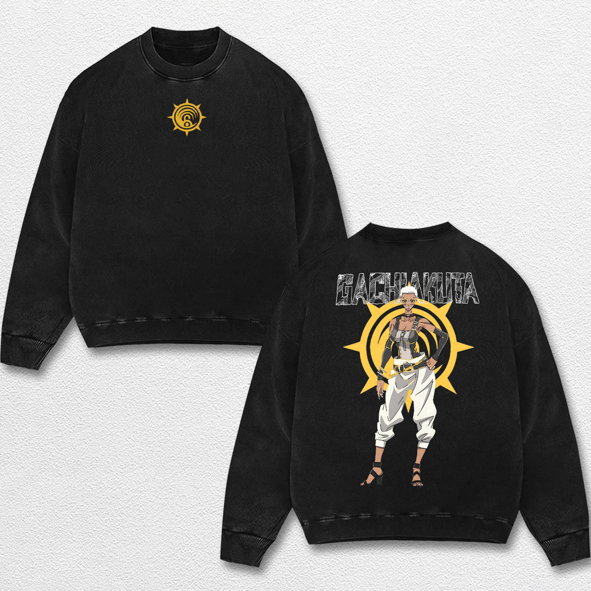 Retro Semiu Grier - Gachiakuta Oversize Lightweight Acid Washed Hoodie Sweatshirt Tee, Anime Graphic Desi – image 3