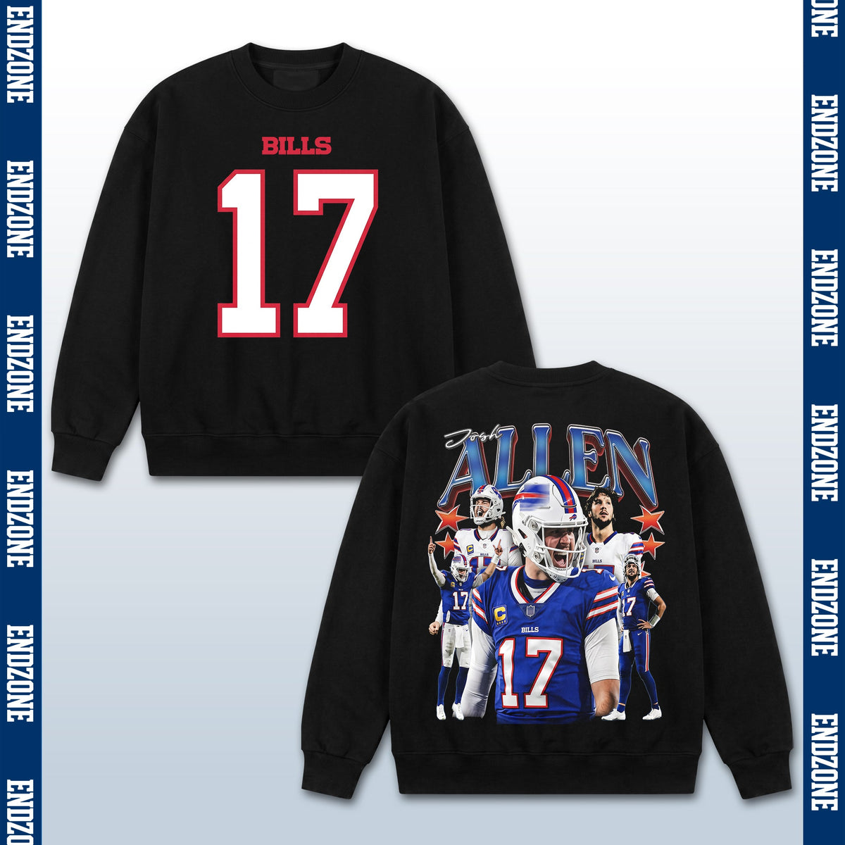 Josh Allen Buffalo Bills #17 Multi-Photo Action Vintage Graphic Hoodie Sweatshirt T-Shirt, NFL  – Black