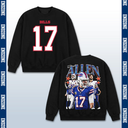 Josh Allen Buffalo Bills #17 Multi-Photo Action Vintage Graphic Hoodie Sweatshirt T-Shirt, NFL  – Black