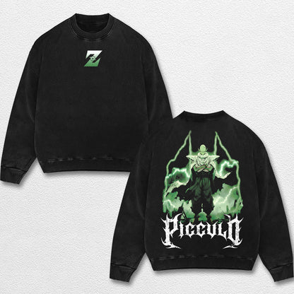 Retro Piccolo- Dragon Ball Z Oversize Lightweight Acid Washed Hoodie Sweatshirt Tee, Anime Graphic Design – image 3