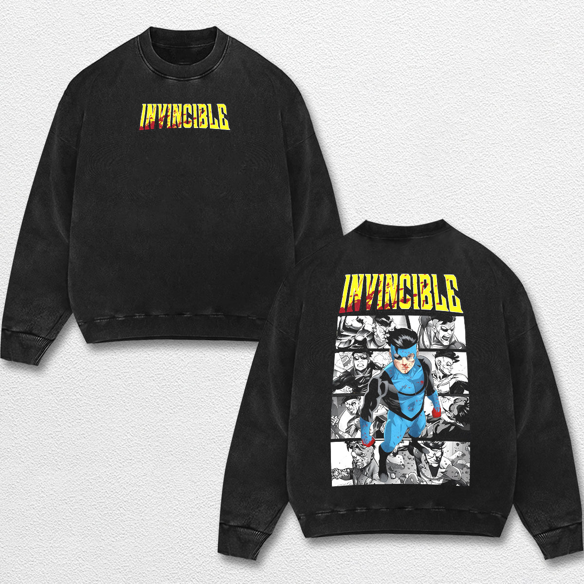 Retro Invincible Mark Grayson Blue Graphic Tee, Invincible MCU Animated Series T Shirt, Superhero Punch C – image 2