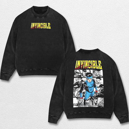 Retro Invincible Mark Grayson Blue Graphic Tee, Invincible MCU Animated Series T Shirt, Superhero Punch C – image 2
