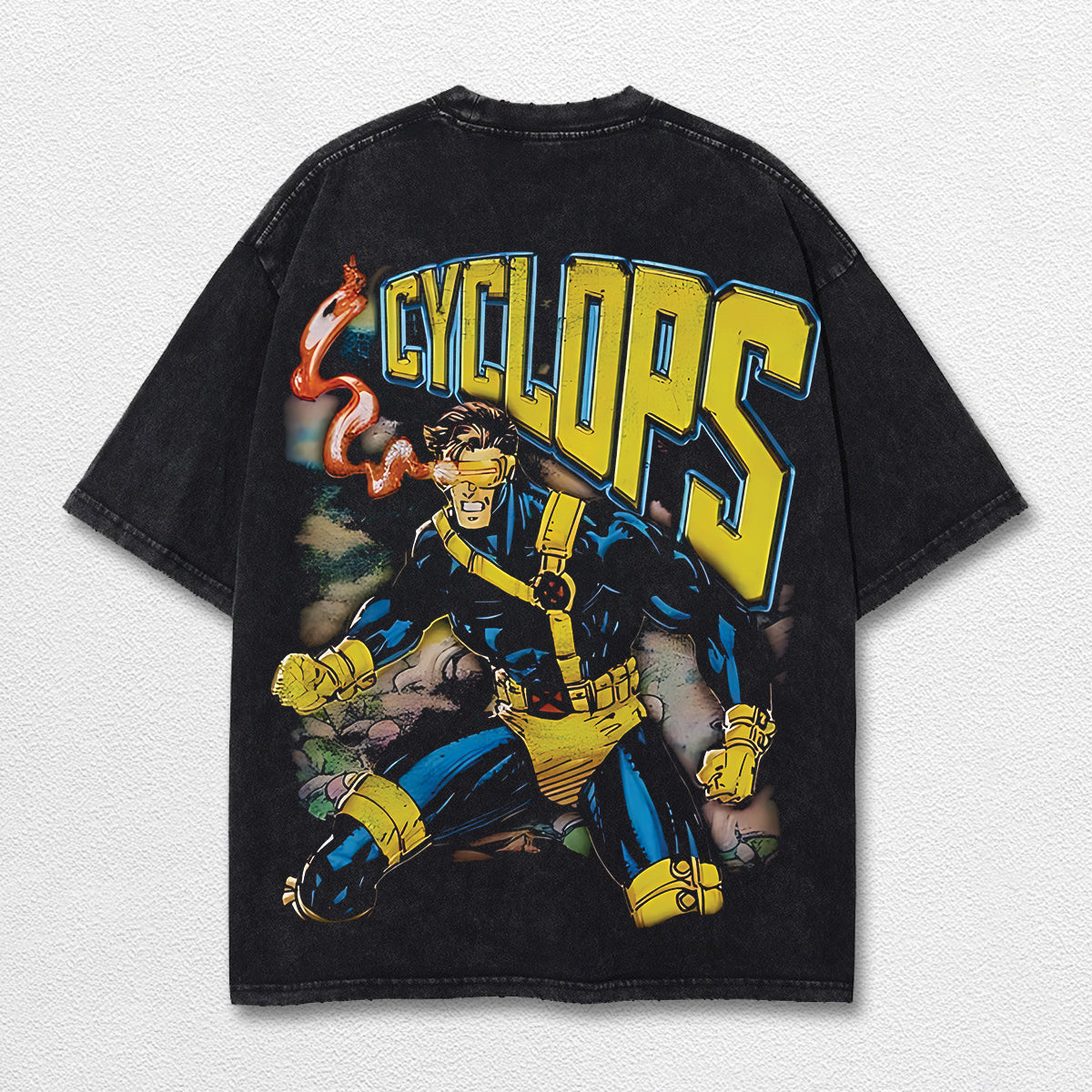 Cyclop Xmen Hero Comic Double Printed Oversize Lightweight Acid Washed Tee, Character Marrvel Comics TV S – image 2