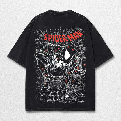 Spider Man Venom Hero Comic Double Printed Oversize Lightweight Acid Washed Tee, Character Marrvel Comics – image 2