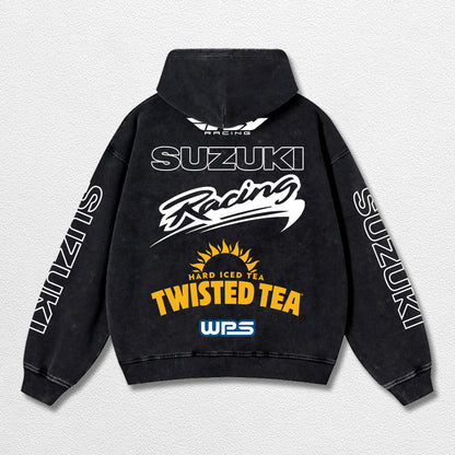 Retro Fly Suzuki Racing Washed Hoodie MotoGP World Champion Enthusiast Apparel Streetwear Racing Team Sup – image 3