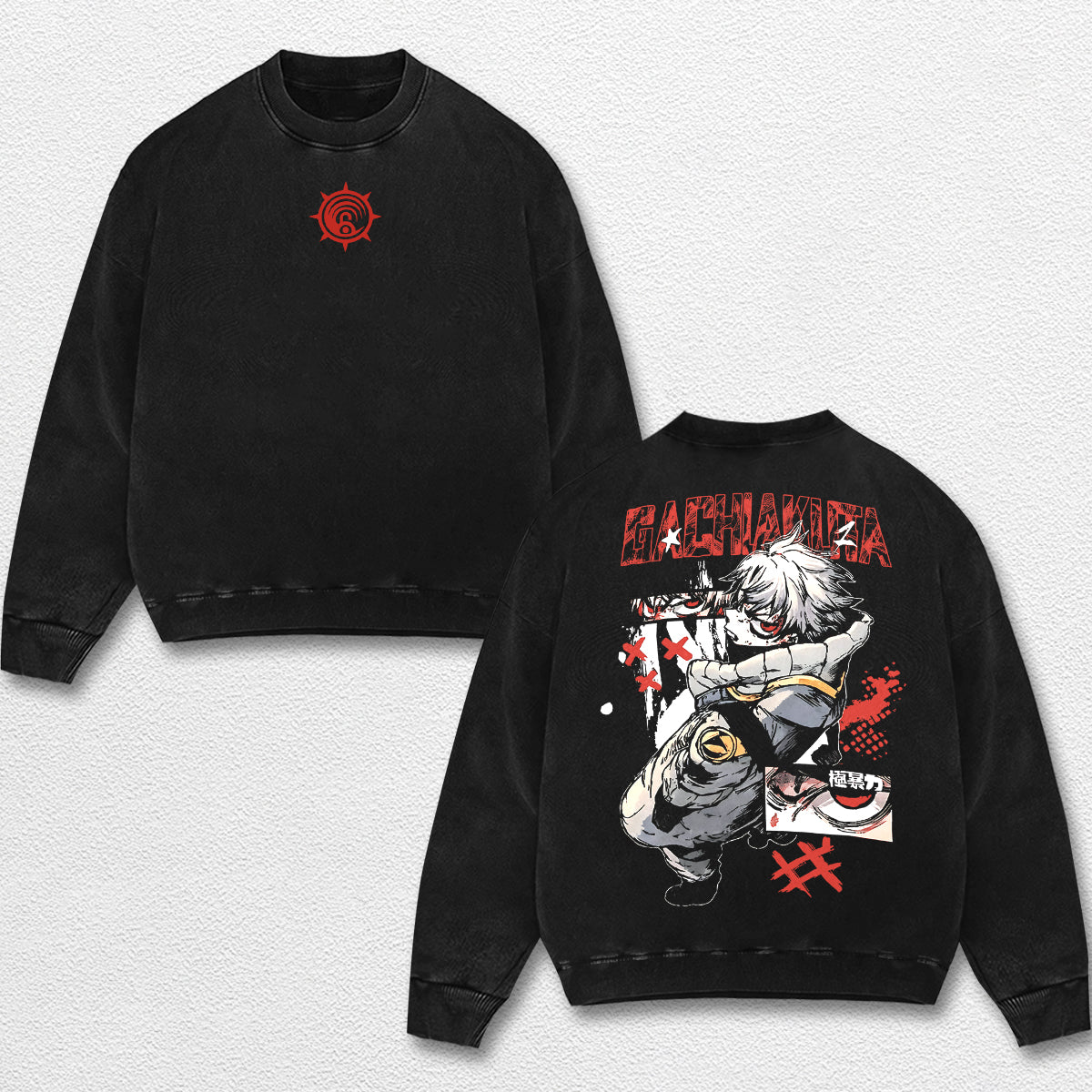 Retro Rudo - Gachiakuta Oversize Lightweight Acid Washed Hoodie Sweatshirt Tee, Anime Graphic Design Unis – image 3