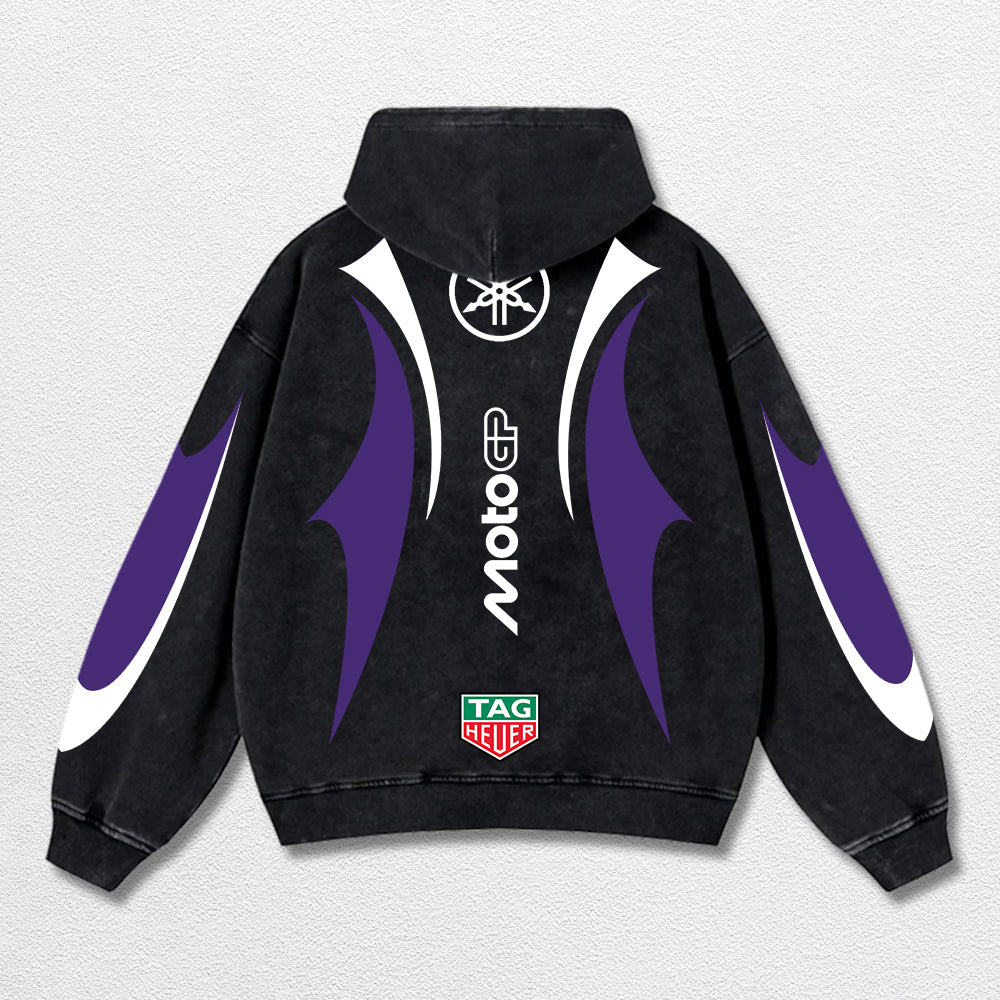 Retro Thunder Tagheuer Yamaha Racing Washed Hoodie MotoGP World Champion Enthusiast Apparel Streetwear Ra – image 2