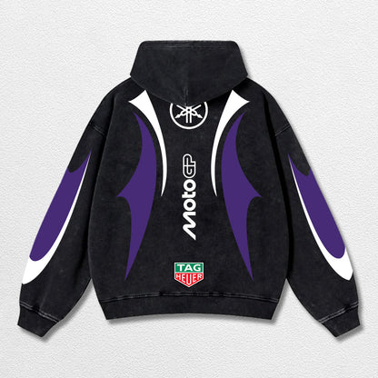 Retro Thunder Tagheuer Yamaha Racing Washed Hoodie MotoGP World Champion Enthusiast Apparel Streetwear Ra – image 2