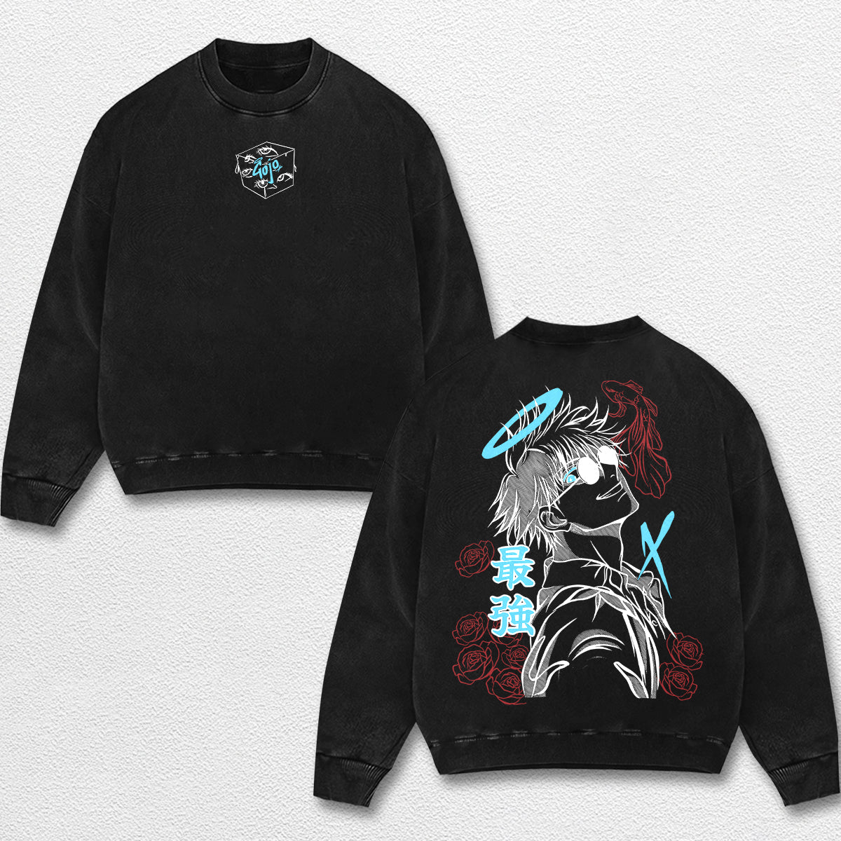 Retro Angel Gojo Satoru - Jujutsu Kaisen Oversize Lightweight Acid Washed Hoodie Sweatshirt Tee, Anime Gr – image 3