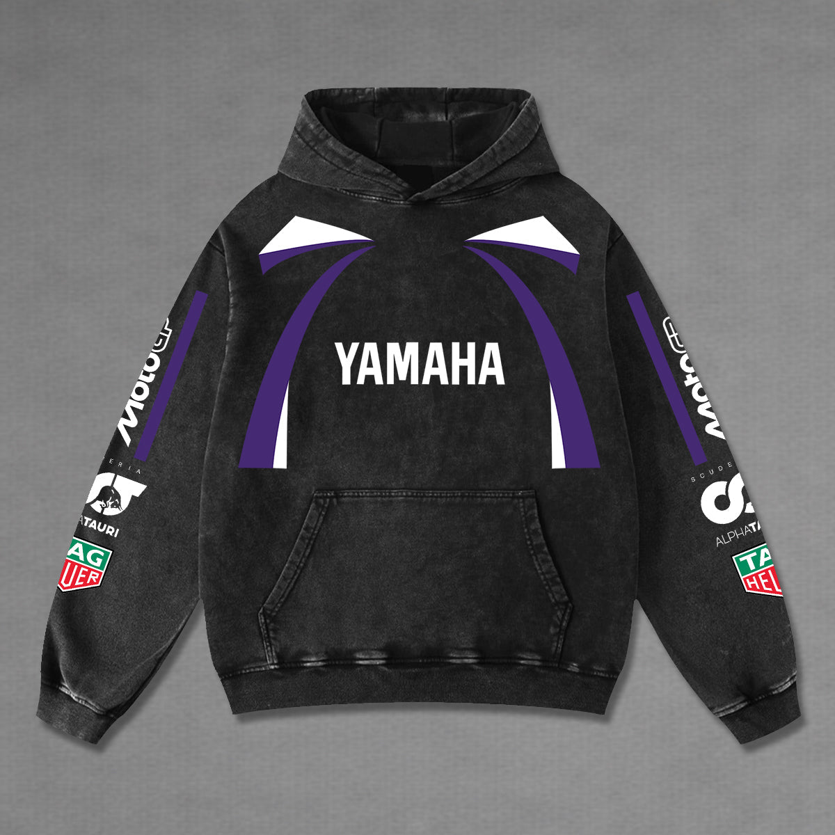Yamaha Alphatauri Biker Hoodie Washed Vintage MotoGP Racing Streetwear, Motorcycle Graphic Hoodie Unisex, – image 2