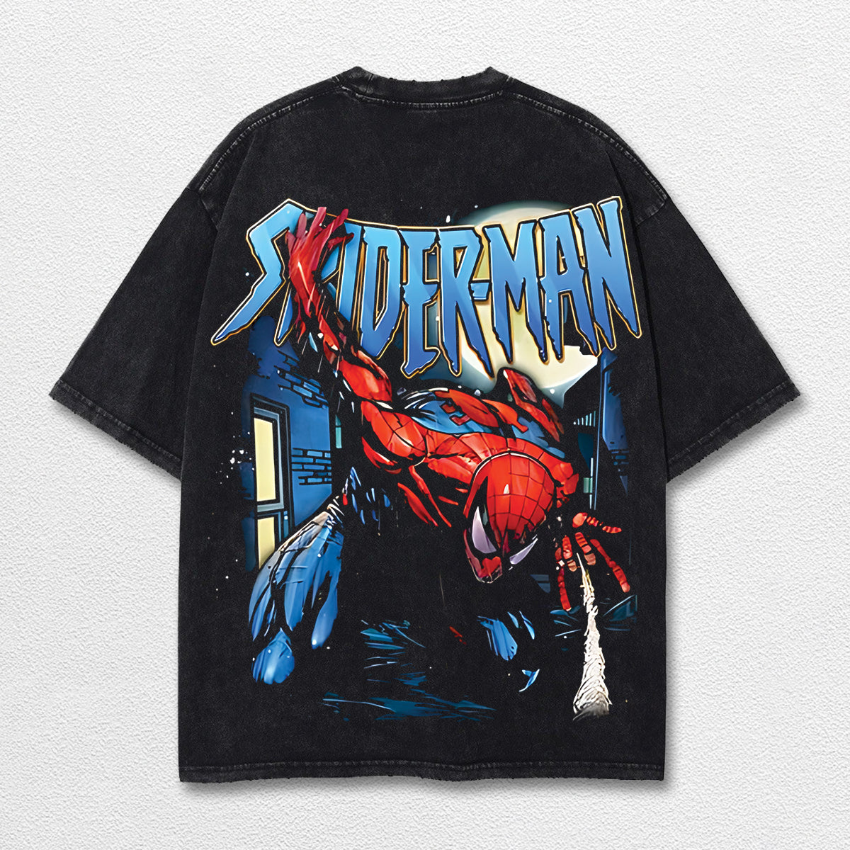 Spider Man Hero Comic Double Printed Oversize Lightweight Acid Washed Tee, Character Marrvel Comics TV Se – image 2