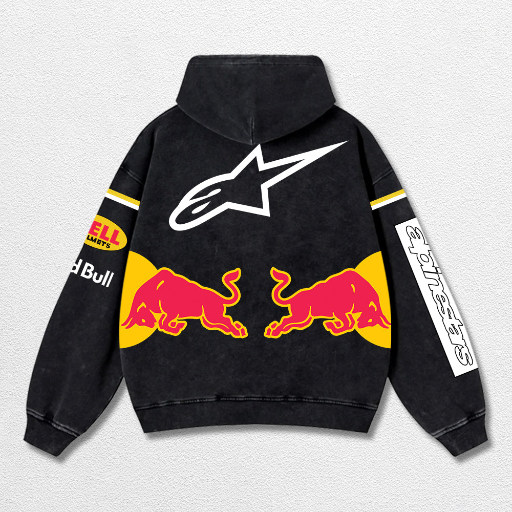 Retro Alpinestars Red Bull Racing Washed Hoodie MotoGP World Champion Enthusiast Apparel Streetwear Racin – image 2