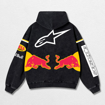 Retro Alpinestars Red Bull Racing Washed Hoodie MotoGP World Champion Enthusiast Apparel Streetwear Racin – image 2