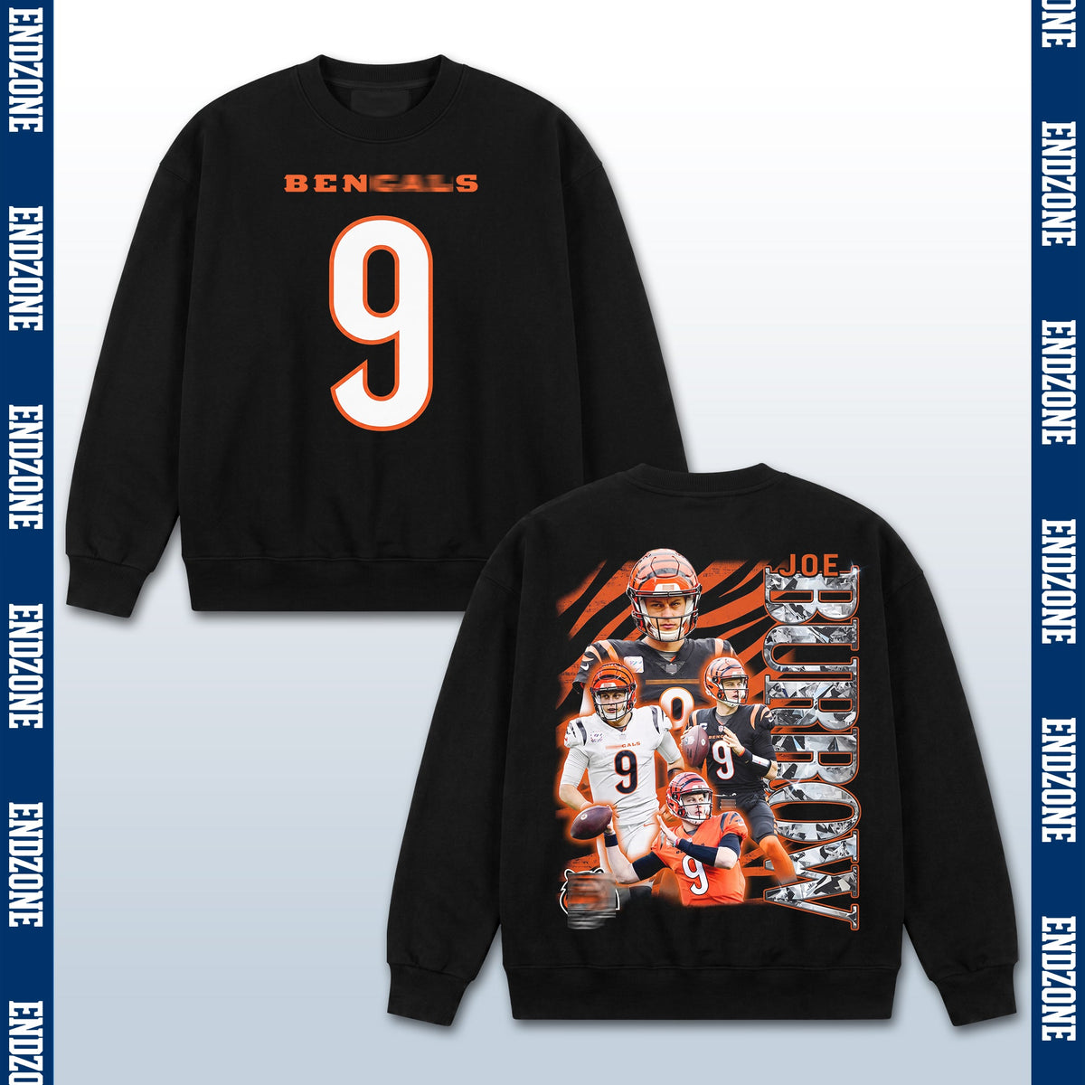 Joe Burrow Cincinnati Bengals #9 Multi-Photo Collage Vintage Graphic Hoodie Sweatshirt T-Shirt, – Black