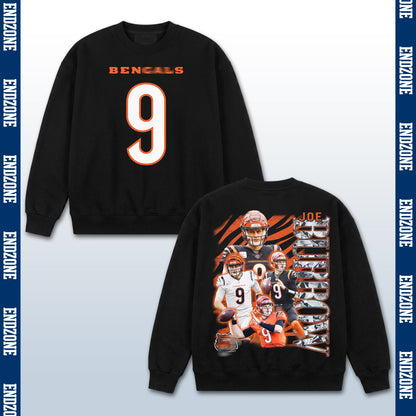Joe Burrow Cincinnati Bengals #9 Multi-Photo Collage Vintage Graphic Hoodie Sweatshirt T-Shirt, – Black