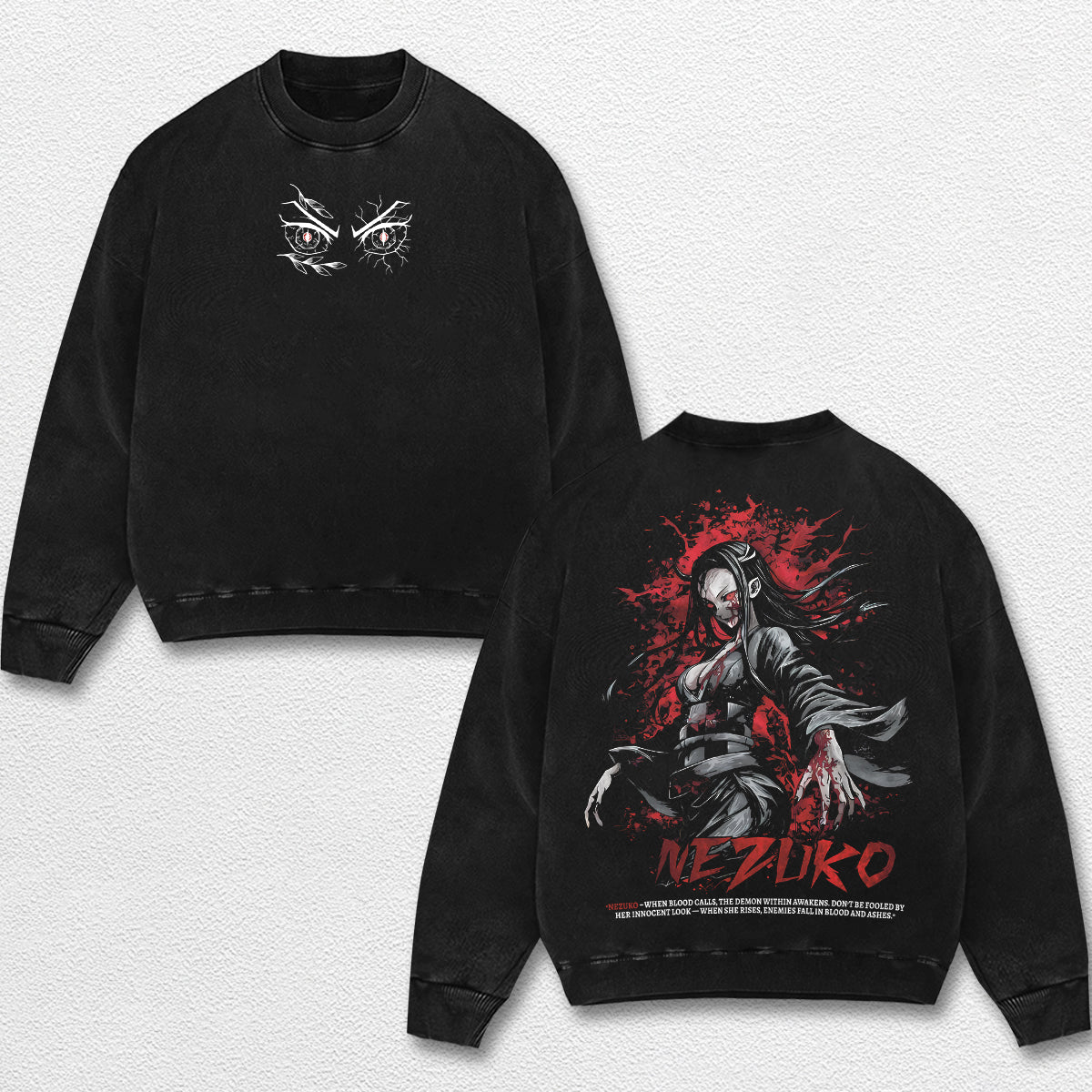 Retro Nezuko Kamado - Demon Slayer Oversize Lightweight Acid Washed Hoodie Sweatshirt Tee, Anime Graphic  – image 3