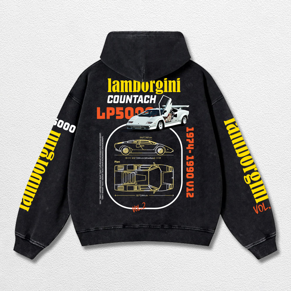 Retro Lamborgini Racing Washed Hoodie Fomula 1 World Champion Enthusiast Apparel Streetwear Racing Team S – image 2