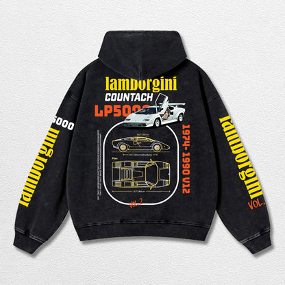 Retro Lamborgini Racing Washed Hoodie Fomula 1 World Champion Enthusiast Apparel Streetwear Racing Team S – image 2