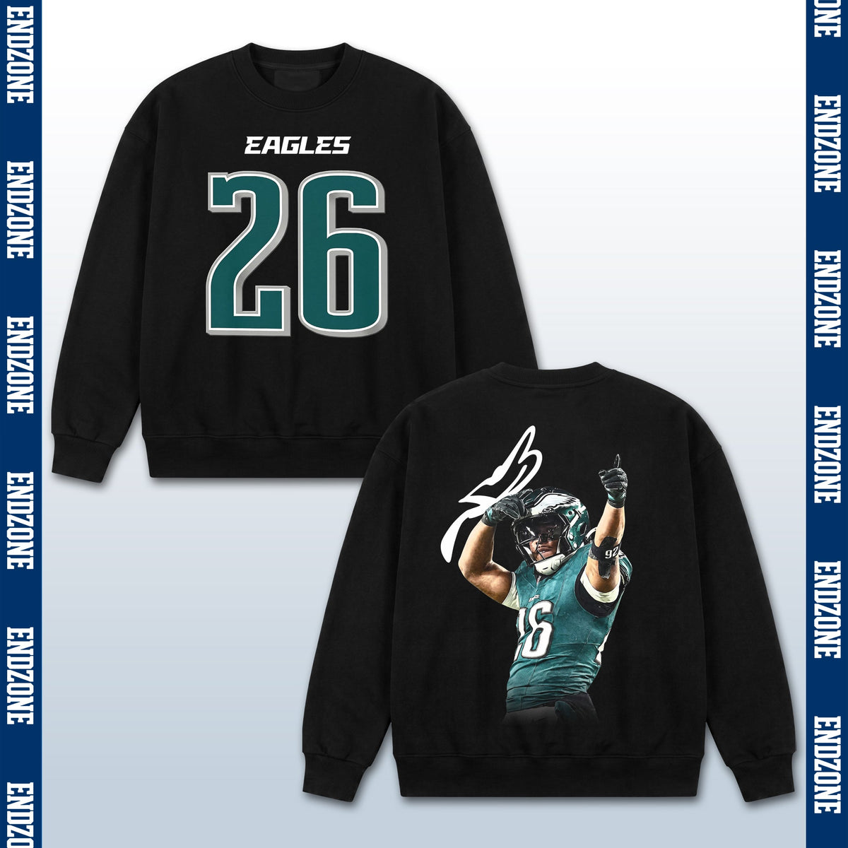 Saquon Barkley Philadelphia Eagles #26 Pointing Celebration Vintage Graphic Hoodie Sweatshirt T – Black