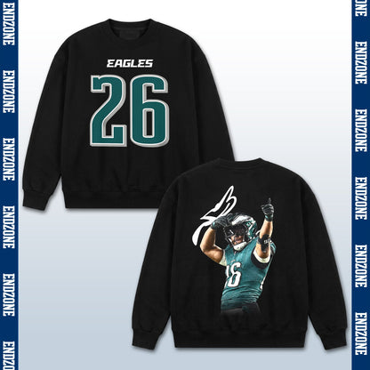 Saquon Barkley Philadelphia Eagles #26 Pointing Celebration Vintage Graphic Hoodie Sweatshirt T – Black
